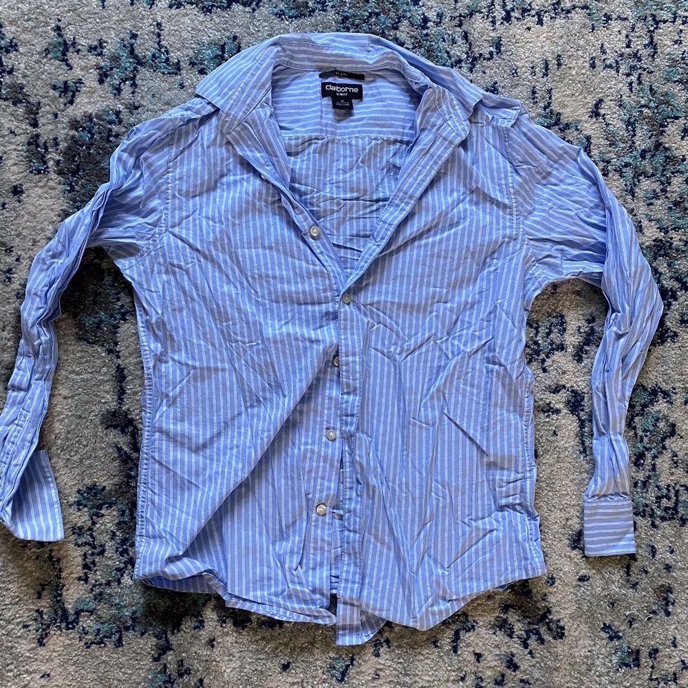 Claiborne Slim Fit Button Down Shirt Stripe M